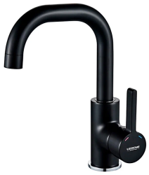 Смеситель для раковины/умывальника LEDEME однорычажный, поворотный, длина излива 139 мм, латунь, цвет черный