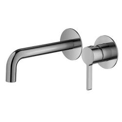 Смеситель для раковины/умывальника Splenka S221.11.05 встраиваемый, однорычажный, неповоротный, нержавеющая сталь, длина излива 191 мм, керамический, цвет сатин