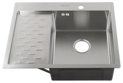 Мойка кухонная Fabia Profi, 63х50 см, врезная, нержавеющая сталь, прямоугольная, цвет: сатин, с отверстием под смеситель, слив-перелив, с крылом слева Мойка кухонная Fabia Profi, 63х50 см, врезная, нержавеющая сталь, прямоугольная, цвет: сатин, с отверстием под смеситель, слив-перелив, с крылом слева