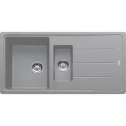 Мойка кухонная Franke BASIS BFG 651, две чаши, 97х50 см, врезная, искусственный гранит (Fragranite+), прямоугольная, цвет серый, без отверстия под смеситель, с крылом, оборачиваемая