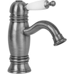 Смеситель для раковины Migliore Oxford, однорычажный, неповоротный, длина 135 мм, керамический картридж, латунь, цвет состаренный хром/белый