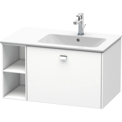 Тумба под раковину Duravit Brioso, 82х47,9х44,2 см, подвесная, 1 выдвижной ящик, с открытой полкой справа, ДСП, цвет: белый матовый/хром, шкафчик навесной, механизм доводчика, прямоугольная, правая, в ванную комнату