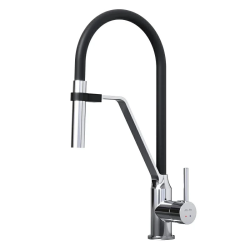 Смеситель для кухни/мойки Am.Pm Like однорычажный, поворотный, вытяжной, с гибким изливом/лейкой/шлангом, керамический, с высоким изливом, длина 195 мм, латунь, цвет хром, кухонный, хромированный, вертикальный, однорукий, одноручный, однозахватный