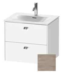 Тумба под раковину Duravit Brioso, 62х46,9х56,3 см, подвесная, 2 выдвижных ящика, ДСП, цвет: сосна серебристая/хром, шкафчик навесной, механизм доводчика, прямоугольная, правая/левая, в ванную комнату