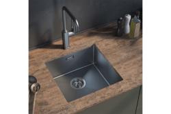 Мойка кухонная IDDIS Edifice, 44х44х20 см, нержавеющая сталь, квадратная, цвет графит,, без отверстия под смеситель, без крыла, слив-перелив, врезная в столещницу, для кухни