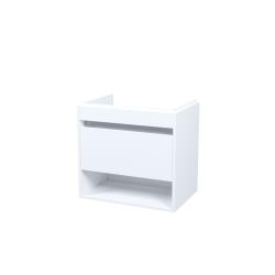 Тумба под раковину IDDIS Zodiac Х, 584х394х553 мм, подвесная, цвет белый, 1 выдвижной ящик/ниша, ЛДСП, система плавного закрывания, прямоугольная, универсальная, в ванную комнату ZDX60WNi95