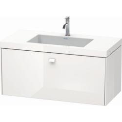 Тумба c раковиной Duravit Brioso, 100х48х50,2 см, подвесная, 1 выдвижной ящик, ДСП, цвет: белый глянец /Vero Air, мебельная, прямоугольная, цвет белый, фарфоровая, с площадкой под смеситель, без перелива