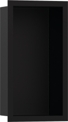 Полка Hansgrohe XtraStoris Individual 300/150/100, с дизайнерской рамой, размер 30х15х10 см, встраиваемая в нишу, форма прямоугольная, цвет матовый черный, нержавеющая сталь, встроенная/настенная, шкаф/короб