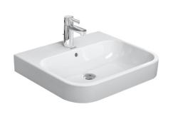 Раковина DURAVIT Happy D.2 60х50,5х17 см, подвесная, прямоугольная, санфарфор, шлифованная, цвет белый, с 1 отверстием под смеситель, слив/перелив