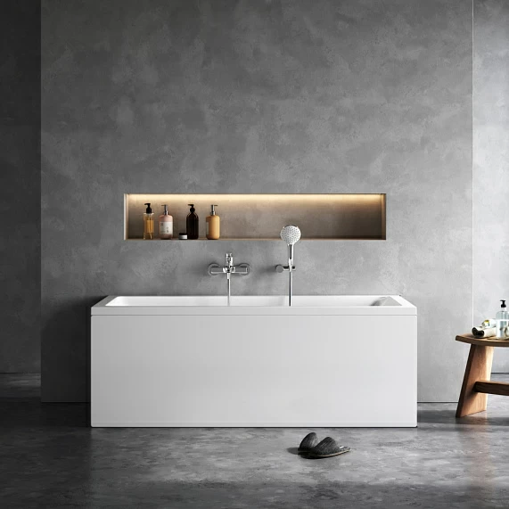 Ванна Am.Pm Gem 160х70 акриловая, цвет белый глянцевый, (без гидромассажа, рамы, сифона, фронтальной панели) прямоугольная, левосторонняя/правосторонняя