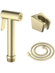 Комплект для биде Aquatek AQ2054BG гигиеническая лейка/шланг 120 см/держатель лейки, латунь, цвет шлифованное золото, для биде/унитаза/гигиенических процедур, универсальный