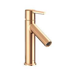 Смеситель для раковины Axor Starck 100, однорычажный, фиксированный излив, длина излива 10,3 см, керамический, латунь, цвет полированная бронза, с незапираемым сливным набором