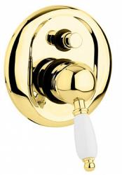 Смеситель для душа Cezares Elite, встраиваемый, однорычажный, без излива, с переключателем, керамический, латунь, внутренний (скрытый монтаж), цвет золото 24 карат