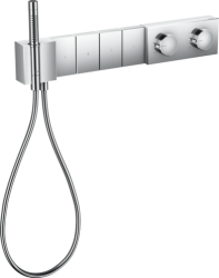 Смеситель для душа Axor Edge 610/100, термостатический, скрытого монтажа, 4 потребителя, настенный, без излива, с держателем/шлангом для душа/лейкой, прямоугольный, латунный, цвет хром, с термостатом