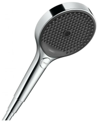 Лейка душевая Hansgrohe Raindance Select S 120 3jet PowderRain, настенная, круглая, с 3 режимами, регулируемая, хромированная/пластмассовая, цвет шлифованный черный хром, ручная, для душа/ванной