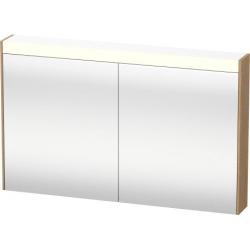 Зеркальный шкаф Duravit Brioso, 122х76х14,8 см, подвесной, цвет: дуб европейский, зеркало с подсветкой LED/ЛЭД, выключатель/розетка, с 2 распашными дверцами/двухстворчатый, 4 стеклянные полки, прямоугольный