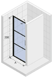 Душевая дверь Riho Grid GB101, 80х200 см, прозрачное стекло/профиль черный, в нишу, универсальная модификация, закаленное стекло, распашная, профиль алюминиевый, прямоугольная