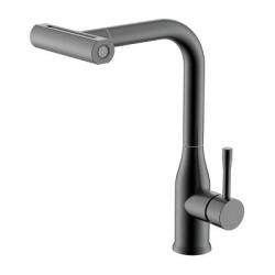 Смеситель для кухни/мойки Splenka S206.49.09 однорычажный, поворотный/мультифункциональный излив, нержавеющая сталь, длина излива 202 мм, высота излива 318 мм цвет графит