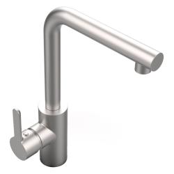 Смеситель для кухни/мойки TopZero, цвет нержавеющая сталь, L образный, однорычажный, с высоким/низким изливом, высота излива 316,4 см, из латуни