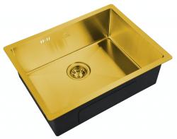 Мойка кухонная ZorG St Hammer SH, 58х44х20 см, нержавеющая сталь, прямоугольная, цвет: бронза, без отверстия под смеситель, без крыла, слив-перелив, врезная