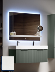 Тумба под раковину Cezares Premium Plisse 120, 120х44х25 см, подвесная, 2 выдвижных ящика, МДФ, цвет: белый матовый, шкафчик навесной, механизм доводчика, прямоугольная