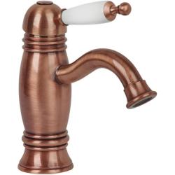 Смеситель для раковины Migliore Oxford, однорычажный, неповоротный, длина 135 мм, керамический картридж, латунь, цвет медь/белый