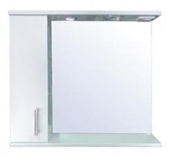 Зеркальный шкаф Loranto Модерн 80, 80х75 см, подвесной, цвет белый, зеркало с подсветкой LED/ЛЭД, с 1 распашной дверцей/одностворчатый, полки, механизм доводчика, прямоугольный, левый, левосторонний