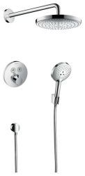 Душевая система Hansgrohe Raindance Select S, скрытого монтажа, цвет матовый черный, комплект: верхний душ/ручной душ/термостат для душа ShowerSelect S/держатель верхнего душа/держатель для душа/настенный вывод/шланг для душа/скрытая часть, настенная
