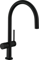 Смеситель для кухни/мойки Hansgrohe Talis M54, 220 1jet, с запорным вентилем, однорычажный, керамический, с поворотным изливом, длина 22,2 см, латунь, цвет матовый черный