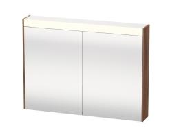 Зеркальный шкаф Duravit Brioso, 82х76х14,8 см, подвесной, цвет: орех матовый, зеркало с подсветкой LED/ЛЭД, выключатель/розетка, с 2 распашными дверцами/двухстворчатый, 2 стеклянные полки, прямоугольный