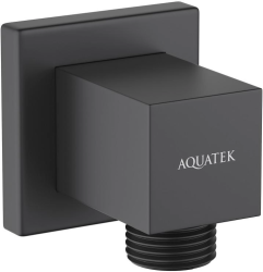 Шланговое подключение Aquatek AQ2458MB цвет матовый черный, без держателя душевой лейки, резьбовое соединение, настенное, для душа/ванной, латунь, квадратное