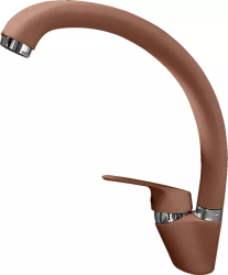 Смеситель для кухни/мойки GranFest, однорычажный, керамический картридж, высокий, с поворотным изливом, длина 200 мм, латунь, цвет терракот