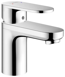 Смеситель для раковины Hansgrohe Vernis Blend 70, однорычажный, фиксированный излив, длина излива 8,9 см, керамический, латунь, цвет хром, с донным клапаном