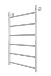 Полотенцесушитель 800х500 мм Indigo Line LLW80-50WM 1"дюйм, водяной, нижнее подключение, из нержавеющей стали, форма лесенка, настенный, цвет белый матовый, для ванны, вертикальный