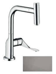 Смеситель для кухни/мойки Axor Citterio 230 Select, однорычажный, керамический, с поворотным изливом, длина 22,2 см, латунь, цвет полированный черный хром, кухонный