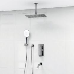 Душевая система WasserKRAFT, встраиваемая, цвет хром, комплект: однорычажный смеситель/излив/тропический душ (с верхней лейкой)/лейка/шланг, скрытого монтажа