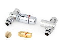 Автоматический терморегулятор Сунержа прямой G 1/2" НР х G 3/4" набор, цвет шампань