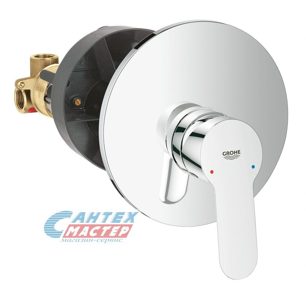 Смеситель для душа Grohe BauEdge однорычажный, скрытого монтажа, керамический, настенный, без излива/шланга/лейки, латунь хром