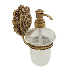 Дозатор жидкого мыла Migliore Cleopatra, настенный, латунь/стекло, форма округлая, для мыла в ванную/туалет/душевую кабину, цвет бронза