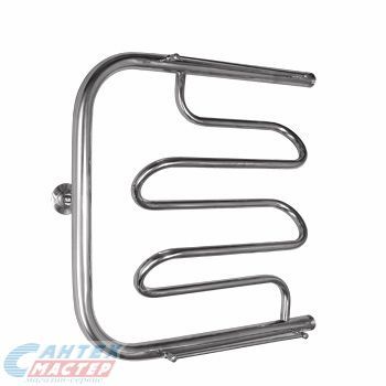 Полотенцесушитель 600х600 мм Energy Mix водяной. 1" дюйм, с полочками (полками). боковое подключение, из нержавеющей стали, форма П-образный, настенный, цвет хром, для ванны, квадратный, к стояку горячей воды, для отопления