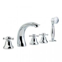 Смеситель для ванны/душа Migliore Prestige, на борт ванны, двухвентильный, неповоротный, длина 136 мм, керамический, латунь, цвет хром