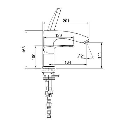 Смеситель для ванны/душа Raglo R01.31 на борт ванны, однорычажный, неповоротный, длина излива 164 мм, латунь, цвет хром