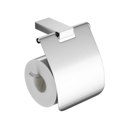 Держатель для туалетной бумаги Excellent Riko, с крышкой, цвет: хром, настенный, латунь, форма прямоугольная, для туалета/ванной, бумагодержатель