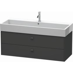 Тумба под раковину Duravit Brioso, 118,4х45,9х44,2 см, подвесная, 2 выдвижных ящика, ДСП, цвет: графит матовый, шкафчик навесной, механизм доводчика, прямоугольная, правая/левая, в ванную комнату