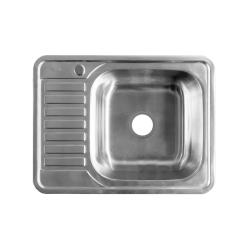 Мойка кухонная IDDIS Basic 65х50х16,5 см, толщина 0.6 мм, врезная, с левым крылом, нержавеющая сталь, матовая (сатин) BAS65SRi77