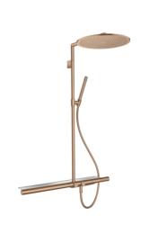 Душевая система Axor ShowerSolutions Showerpipe 800 1jet, высота 104,4 см, цвет: шлифованное красное золото, комплект: верхний душ/термостат для душа/ручной душ/штанга для душа/держатель для душа, наружного монтажа, настенная, латунная