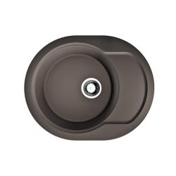 Мойка кухонная Omoikiri Manmaru 62-DC, 50х62 см, врезная, из искусственного гранита (Artgranit), круглая, цвет темный шоколад, без отверстия под смеситель, с крылом, оборачиваемая, слив-перелив, врезная в столещницу, для кухни