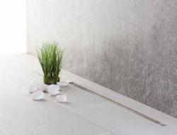 Душевой лоток Pestan Confluo Slim Line 450, решетка хром матовый, для душа в полу, с гидро затвором, горизонтальный выпуск, нержавеющая сталь, прямоугольный