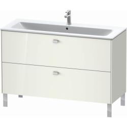 Тумба под раковину Duravit Brioso, 118,4х45,9х57 см, напольная, цвет: белый глянец/хром, 2 выдвижных ящика, ДСП, прямоугольная, левая/правая, в ванную комнату