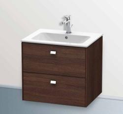 Тумба под раковину Duravit Brioso, 62х47,9х56,1 см, подвесная, 2 выдвижных ящика, ДСП, цвет: каштан темный/хром, шкафчик навесной, механизм доводчика, прямоугольная, правая/левая, в ванную комнату